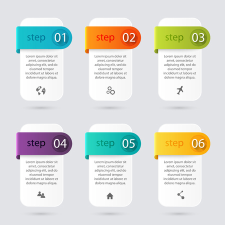 Vector colorful info graphics for your business presentations. Can be used for info graphics, graphic or website layout vector, numbered banners, diagram, horizontal cutout lines, web design.のイラスト素材