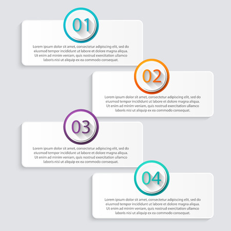 Vector colorful info graphics for your business presentations. Can be used for info graphics, graphic or website layout vector, numbered banners, diagram, horizontal cutout lines, web design.のイラスト素材