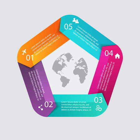 Vector colorful info graphics for your business presentations. Can be used for info graphics, graphic or website layout vector, numbered banners, diagram, horizontal cutout lines, web design.のイラスト素材