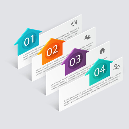Vector colorful info graphics for your business presentations. Can be used for info graphics, graphic or website layout vector, numbered banners, diagram, horizontal cutout lines, web design.のイラスト素材