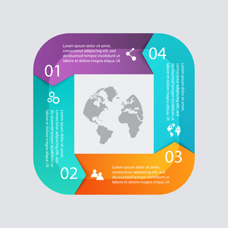 Vector colorful info graphics for your business presentations. Can be used for info graphics, graphic or website layout vector, numbered banners, diagram, horizontal cutout lines, web design.のイラスト素材