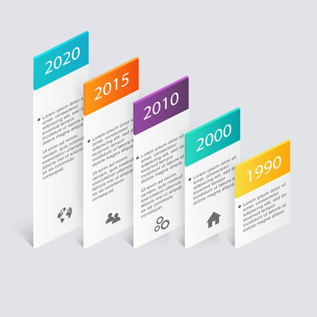 Vector colorful info graphics for your business presentations. Can be used for info graphics, graphic or website layout vector, numbered banners, diagram, horizontal cutout lines, web design.のイラスト素材