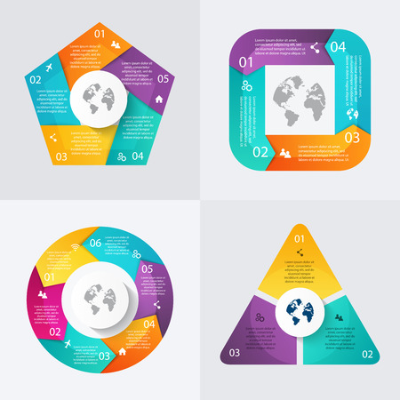 Set of vector infographics design template for your business presentations.Can be used for info graphics, graphic or website layout vector, numbered banners, diagram,  web design.のイラスト素材