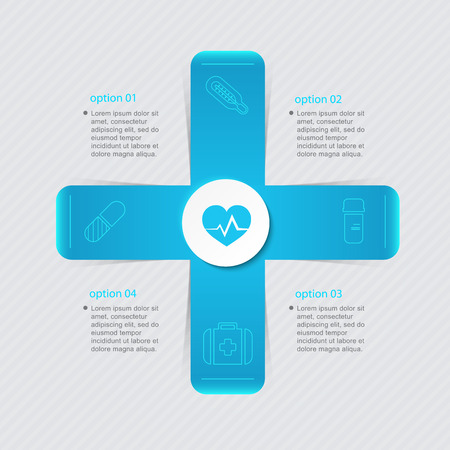 Medical infographic healthcare concept with four options, parts, steps or processes for your project . Vector illustration.のイラスト素材