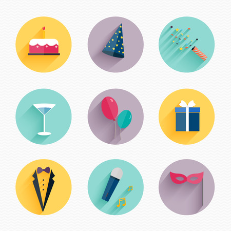 Party Icons and Celebration Icons with White Backgroundのイラスト素材