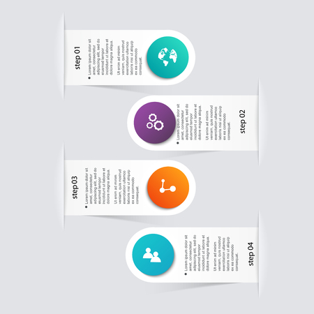 Vector colorful info graphics for your business presentations. Can be used for info graphics, graphic or website layout vector, numbered banners, diagram, horizontal cutout lines, web design.のイラスト素材