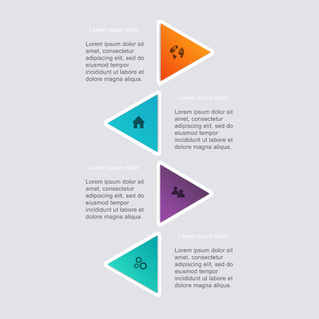 Vector colorful info graphics for your business presentations. Can be used for info graphics, graphic or website layout vector, numbered banners, diagram, horizontal cutout lines, web design.のイラスト素材