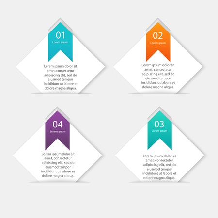 Vector colorful info graphics for your business presentations. Can be used for info graphics, graphic or website layout vector, numbered banners, diagram, horizontal cutout lines, web design.のイラスト素材