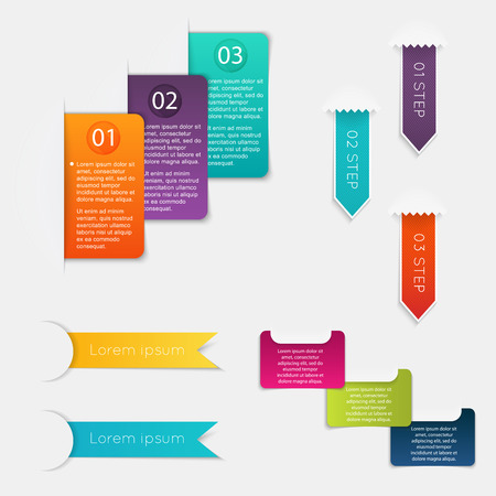 Vector colorful info graphics for your business presentations. Can be used for info graphics, graphic or website layout vector, numbered banners, diagram, horizontal cutout lines, web design.のイラスト素材