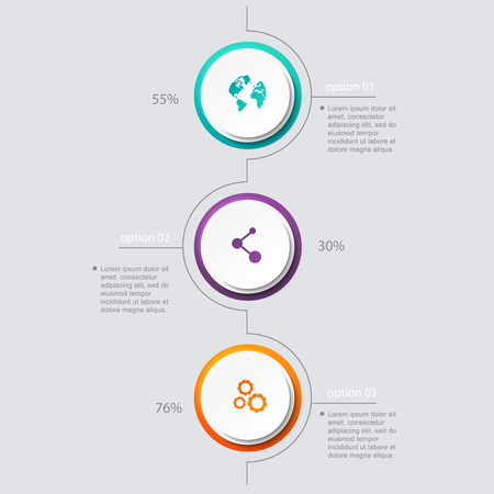 Vector colorful info graphics for your business presentations. Can be used for info graphics, graphic or website layout vector, numbered banners, diagram, horizontal cutout lines, web design.のイラスト素材