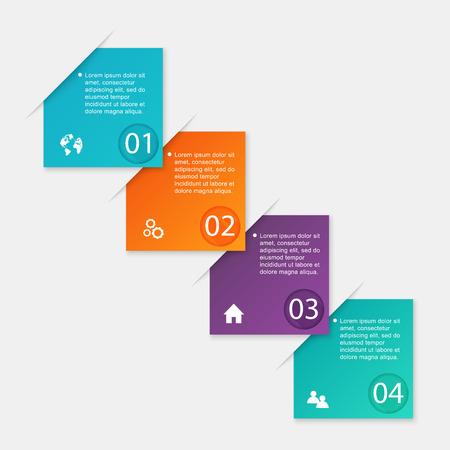 Vector colorful info graphics for your business presentations. Can be used for info graphics, graphic or website layout vector, numbered banners, diagram, horizontal cutout lines, web design.のイラスト素材