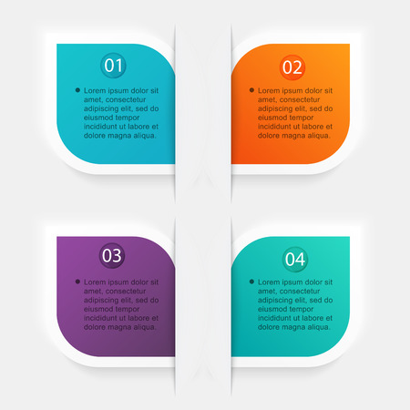 Vector colorful info graphics for your business presentations. Can be used for info graphics, graphic or website layout vector, numbered banners, diagram, horizontal cutout lines, web design.のイラスト素材