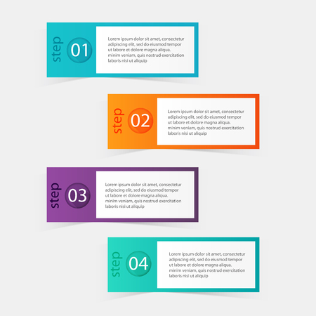 Vector colorful info graphics for your business presentations. Can be used for info graphics, graphic or website layout vector, numbered banners, diagram, horizontal cutout lines, web design.のイラスト素材