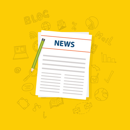 Newspaper icon with  shadow. Vector illustration.のイラスト素材