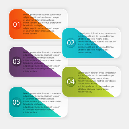 Vector colorful info graphics for your business presentations. Can be used for info graphics, graphic or website layout vector, numbered banners, diagram, horizontal cutout lines, web design.のイラスト素材