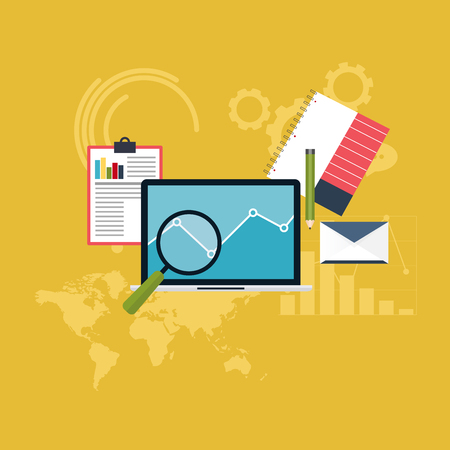Set of web analytics information and development website statistic. Flat icons. Vector illustration.のイラスト素材