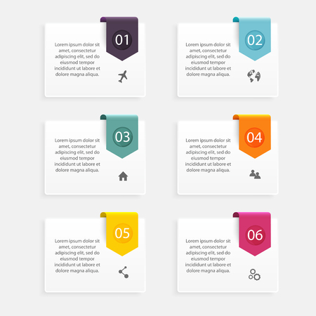 Vector colorful info graphics for your business presentations. Can be used for info graphics, graphic or website layout vector, numbered banners, diagram, horizontal cutout lines, web design.のイラスト素材
