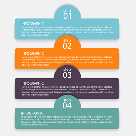 Vector colorful info graphics for your business presentations. Can be used for info graphics, graphic or website layout vector, numbered banners, diagram, horizontal cutout lines, web design.のイラスト素材