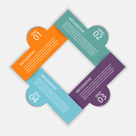 Vector colorful info graphics for your business presentations. Can be used for info graphics, graphic or website layout vector, numbered banners, diagram, horizontal cutout lines, web design.のイラスト素材