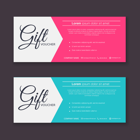 Gift voucher template with colorful pattern, Gift certificate. Background design gift coupon, voucher, certificate, invitation, currency. Collection gift certificate. Vector illustration.のイラスト素材