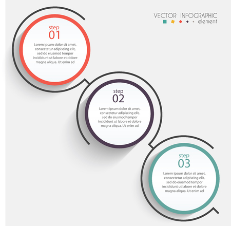Vector colorful info graphics for your business presentations. Can be used for info graphics, graphic or website layout vector, numbered banners, diagram, horizontal cutout lines, web design.のイラスト素材