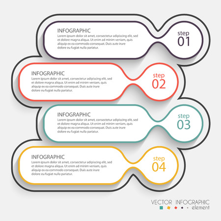 Vector colorful info graphics for your business presentations. Can be used for info graphics, graphic or website layout vector, numbered banners, diagram, horizontal cutout lines, web design.のイラスト素材