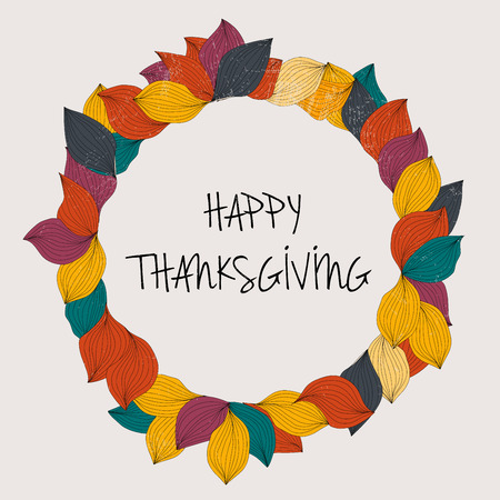Happy Thanksgiving Day. Thanksgiving Day card template. hanksgiving day leaves crown.のイラスト素材