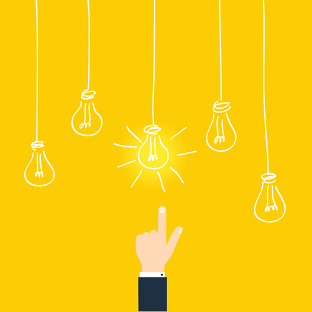 Business concept of find idea. Businessman Touching Idea Conceptual. Flat design style modern illustration concept.のイラスト素材