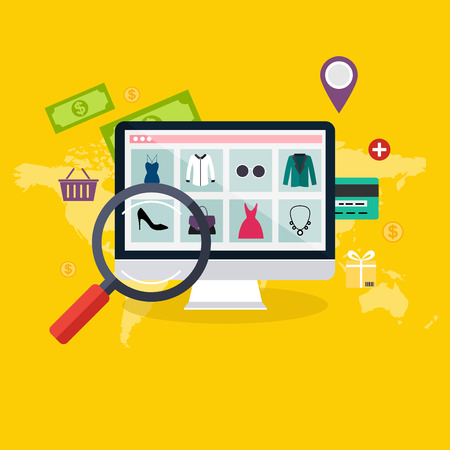 Set of flat design concept online shopping and e-commerce. Icons for mobile marketing.のイラスト素材