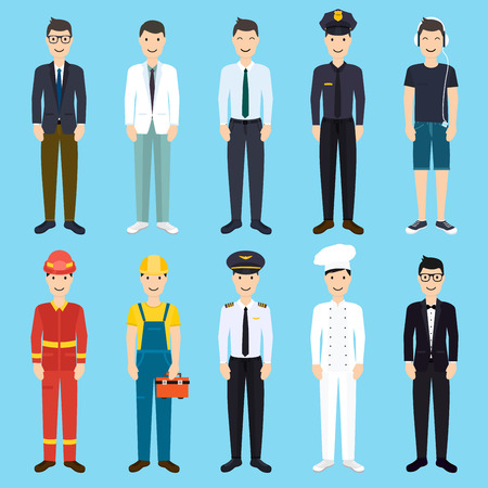 Set of colorful profession man flat style iconsのイラスト素材
