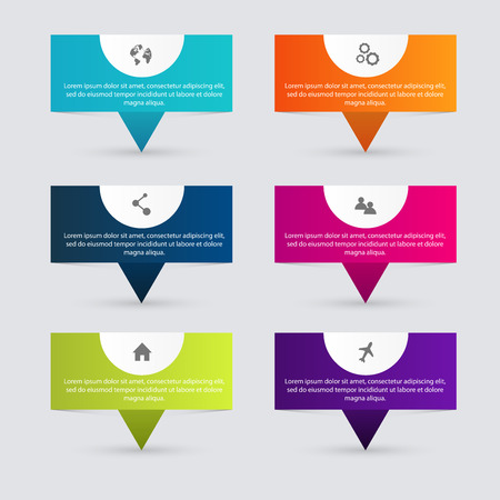 colorful info graphics for your business presentations. Can be used for info graphics, graphic or website layout, numbered banners, diagram, horizontal cutout lines, web design.のイラスト素材