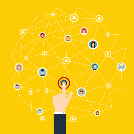 Business communication. Social media and network connection concept. Button engineering business.のイラスト素材