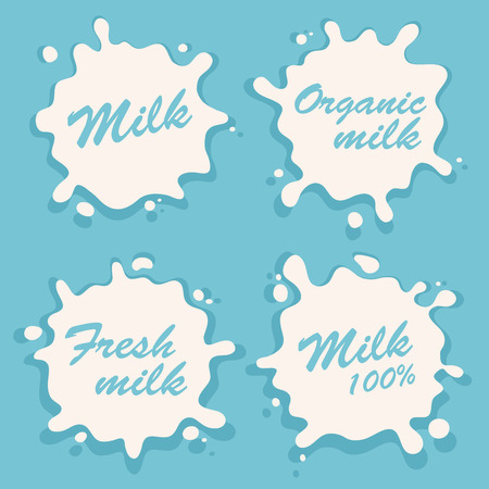 White milk splash blot set. Drink element.のイラスト素材