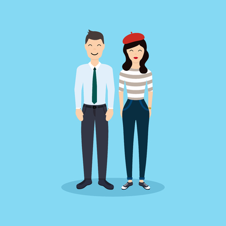 Male and Female designers in flat style.のイラスト素材