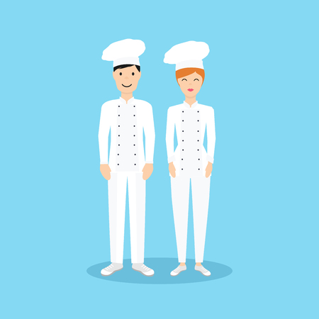 Male and Female chef in flat design.のイラスト素材