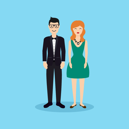 Business people - man and woman - dressed in suits in flat design.のイラスト素材