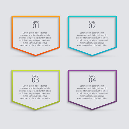 colorful info graphics for your business presentations. Can be used for info graphics, graphic or website layout, numbered banners, diagram, horizontal cutout lines, web design.のイラスト素材
