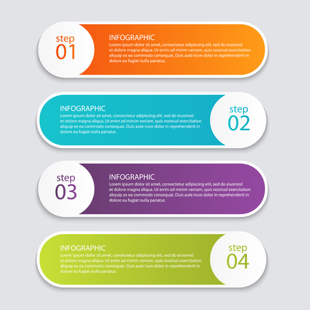 colorful info graphics for your business presentations. Can be used for info graphics, graphic or website layout, numbered banners, diagram, horizontal cutout lines, web design.のイラスト素材
