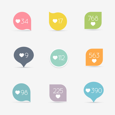 Like Counter button icon set. Communication and network, web and internet, ribbons and labels design. Vector illustrationのイラスト素材