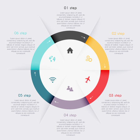 Vector colorful info graphics for your business presentations. Can be used for info graphics, graphic or website layout vector, numbered banners, diagram, horizontal cutout lines, web design.のイラスト素材