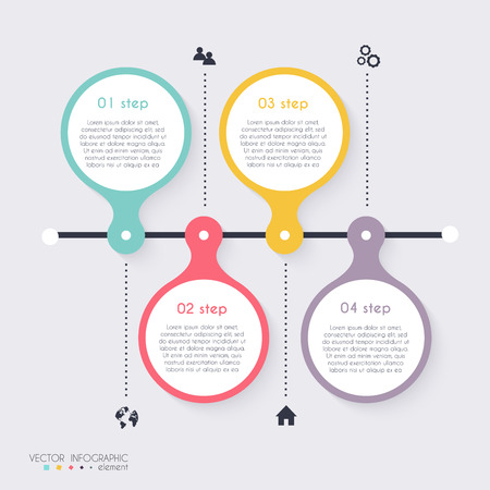 Vector colorful info graphics for your business presentations. Can be used for info graphics, graphic or website layout vector, numbered banners, diagram, horizontal cutout lines, web design.のイラスト素材