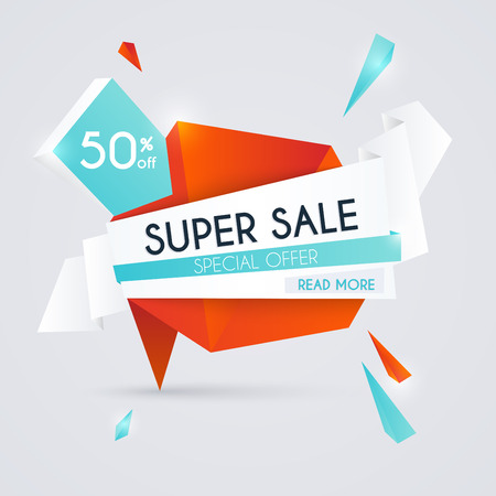 Sale paper banner. Sale and discounts. Super Sale and special offer. Sale shopping background and label for business promotion. Vector illustration.のイラスト素材