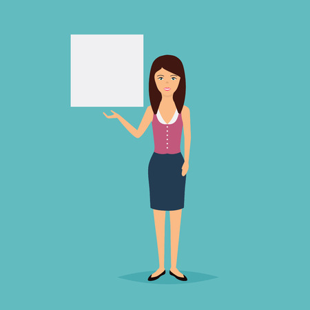 Business people giving presentation with white empty banners. Business flat illustration.のイラスト素材