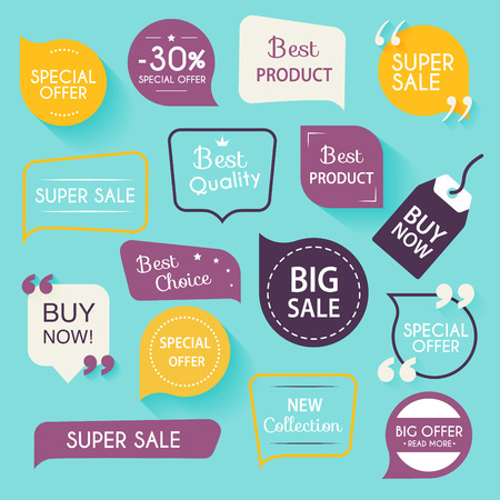 Collection of premium promo seals/stickers. Isolated illustration.のイラスト素材