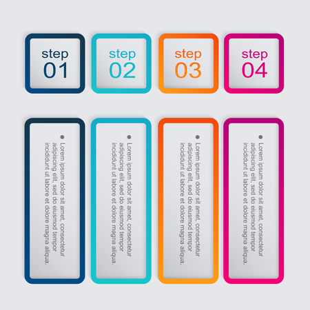 colorful info graphics for your business presentations. Can be used for info graphics, graphic or website layout , numbered  diagram, horizontal cutout lines, web design.のイラスト素材
