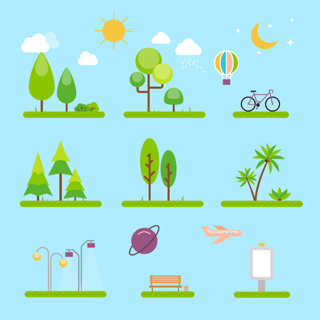 Vector city illustration in flat style.Ideal for business web publications, graphic design. Flat style vector illustration.のイラスト素材