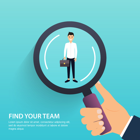 Job search and career. Human resources management and head hunter. Social Network, Media Concept. Business flat vector illustration.のイラスト素材