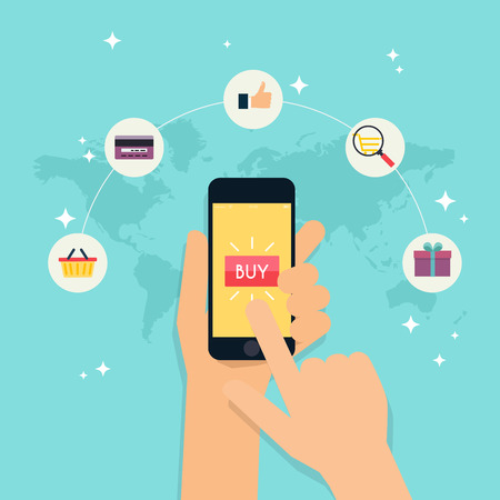 E-commerce, electronic business, online shopping, payment, delivery, shipping process, sales. Infographic concept vector.のイラスト素材