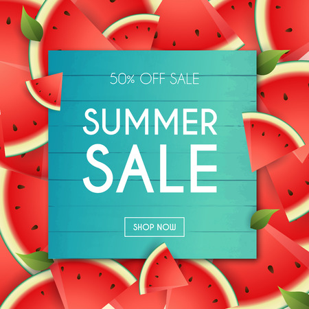 Summer Sale Banner. Poster, Flyer,  Vector. Blurred background.のイラスト素材
