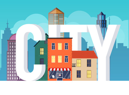 Flat design modern vector illustration icons set of urban landscape and city.のイラスト素材